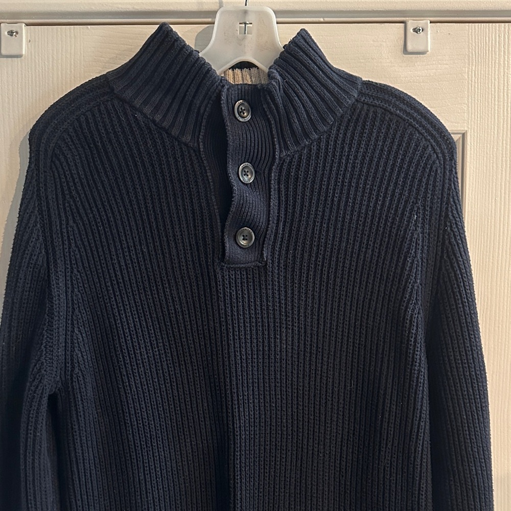 American Eagle Outfitters Y2K 2000s Navy Ribbed Mock Turtleneck Sweater Men’s L - Picture 2 of 10